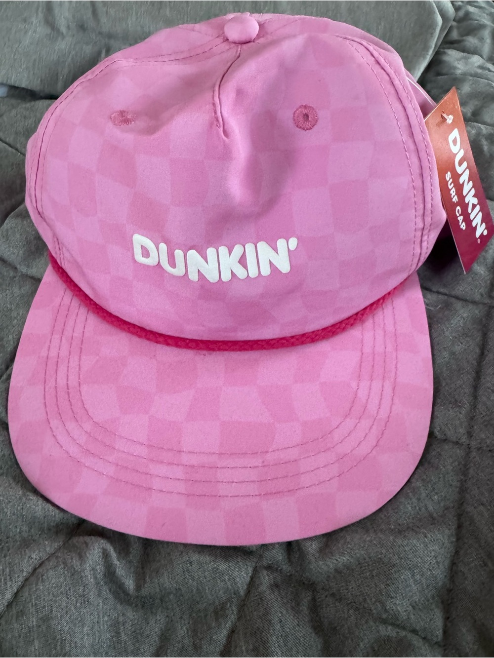 Dunkin' Pink Checkerboard Cap surf cap